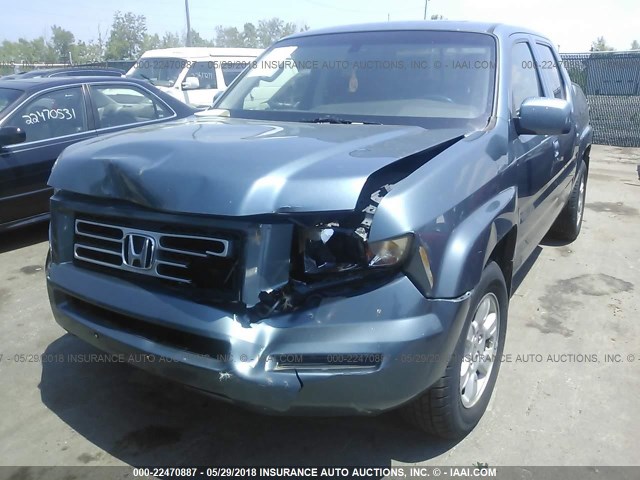 2HJYK16557H544386 - 2007 HONDA RIDGELINE RTL BLUE photo 6