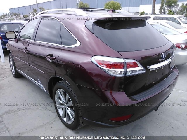 JTJBC1BA0D2063781 - 2013 LEXUS RX 450 BURGUNDY photo 3