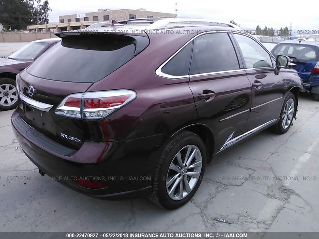 JTJBC1BA0D2063781 - 2013 LEXUS RX 450 BURGUNDY photo 4