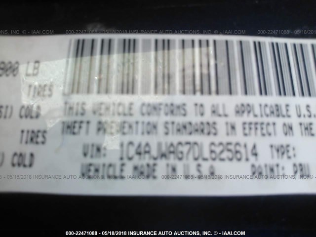 1C4AJWAG7DL625614 - 2013 JEEP WRANGLER SPORT Көк фото 9