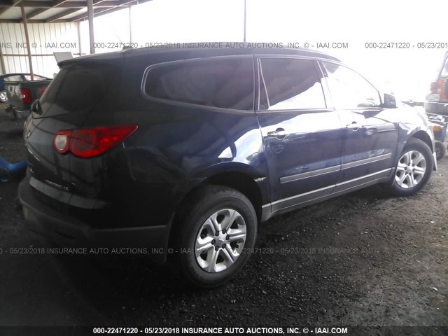 1GNKRFED0BJ344168 - 2011 CHEVROLET TRAVERSE LS BLUE photo 4