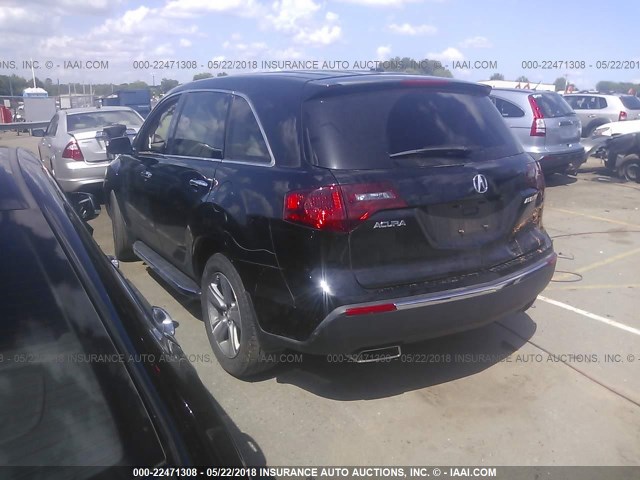 2HNYD2H39CH528597 - 2012 ACURA MDX TECHNOLOGY BLACK photo 3