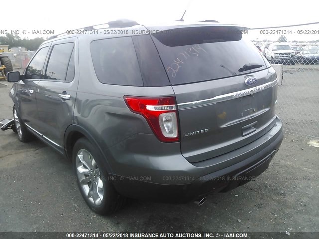 1FMHK8F86BGA41635 - 2011 FORD EXPLORER LIMITED GRAY photo 3