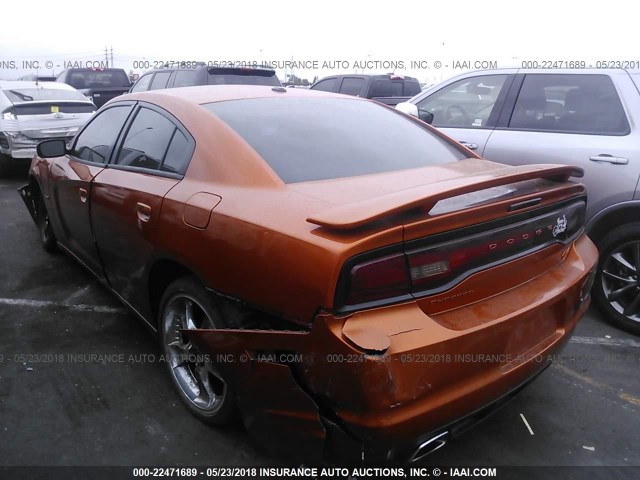 2B3CL5CT7BH512569 - 2011 DODGE CHARGER R/T ORANGE photo 3