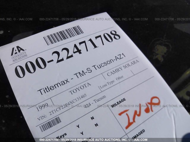 2T1CF22P4XC131465 - 1999 TOYOTA CAMRY SOLARA SE/SLE Ağ foto 7