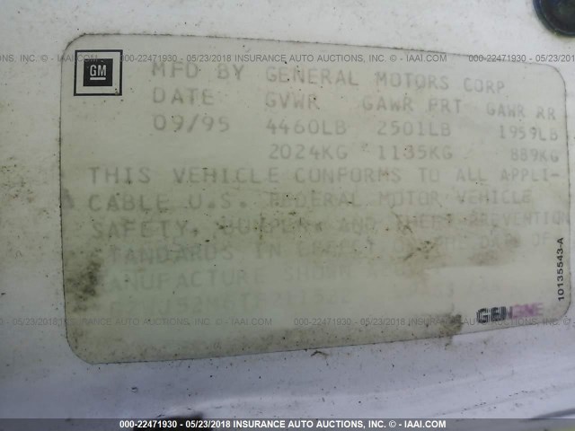 1G2WJ52M6TF211522 - 1996 PONTIAC GRAND PRIX SE WHITE photo 9