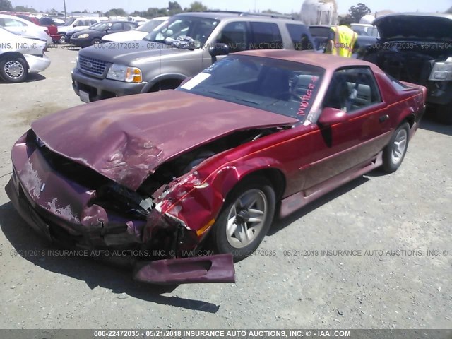 1G1FP23T1ML164412 - 1991 CHEVROLET CAMARO RS BURGUNDY photo 2