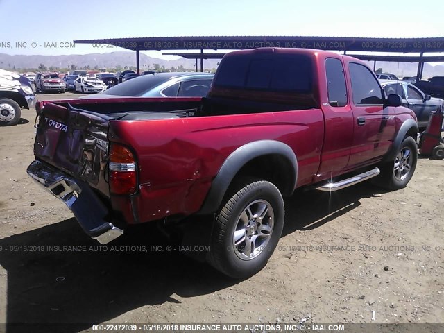 5TESN92N82Z080044 - 2002 TOYOTA TACOMA XTRACAB PRERUNNER RED photo 4