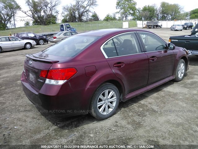 4S3BMCC65B3260846 - 2011 SUBARU LEGACY 2.5I PREMIUM RED photo 4