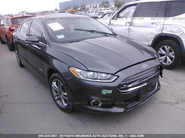 3FA6P0SU7FR147615 - 2015 FORD FUSION TITANIUM PHEV GRAY photo 1