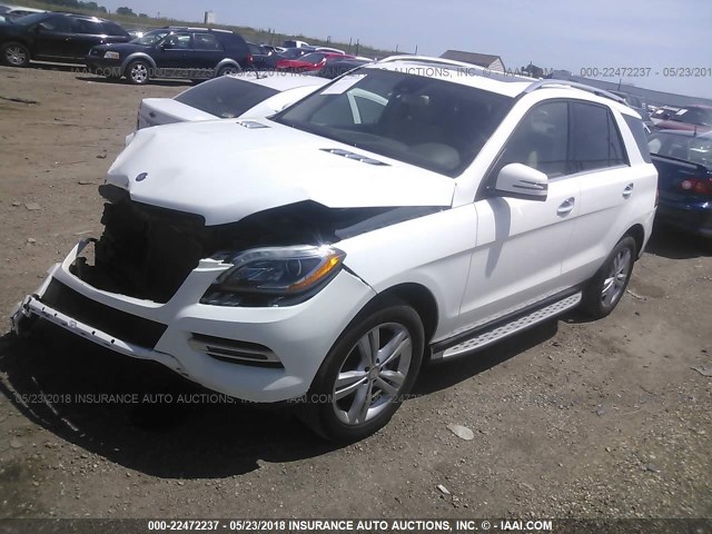 4JGDA5HB0EA382741 - 2014 MERCEDES-BENZ ML 350 4MATIC WHITE photo 2