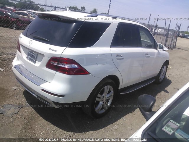 4JGDA5HB0EA382741 - 2014 MERCEDES-BENZ ML 350 4MATIC WHITE photo 4