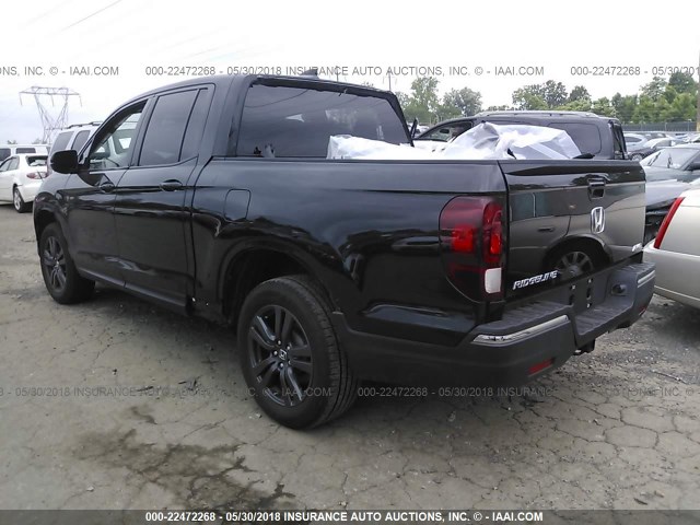 5FPYK3F18HB022704 - 2017 HONDA RIDGELINE SPORT BLACK photo 3