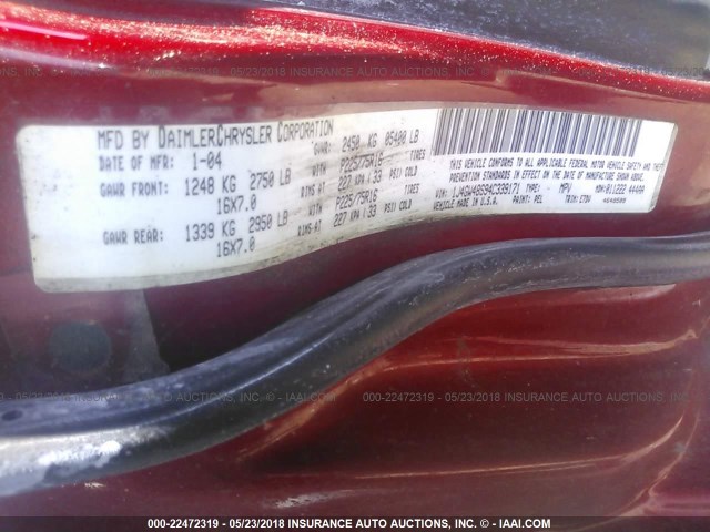 1J4GW48S94C339171 - 2004 JEEP GRAND CHEROKEE LAREDO/COLUMBIA/FREEDOM 红色 照片 9