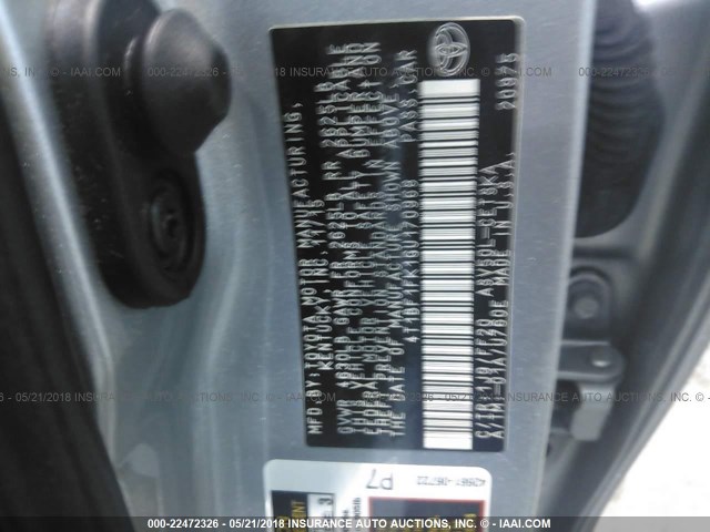 4T1BF1FK1GU170968 - 2016 TOYOTA CAMRY LE/XLE/SE/XSE SILVER photo 9