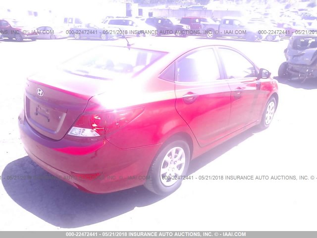 KMHCT4AEXCU113632 - 2012 HYUNDAI ACCENT GLS/GS RED photo 4