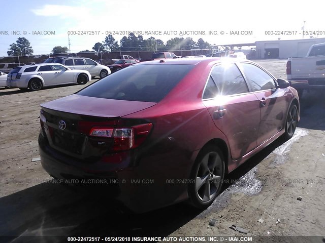 4T1BK1FK4EU545549 - 2014 TOYOTA CAMRY SE/XLE RED photo 4