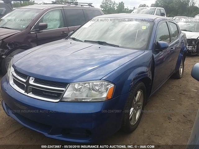 1C3CDZCB2CN148293 - 2012 DODGE AVENGER SXT BLUE photo 2