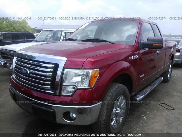 1FTFX1CT0BFC64384 - 2011 FORD F150 SUPER CAB RED photo 2