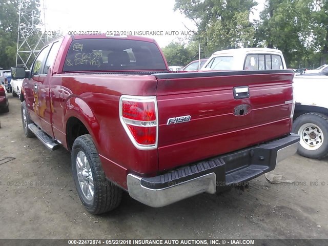 1FTFX1CT0BFC64384 - 2011 FORD F150 SUPER CAB RED photo 3