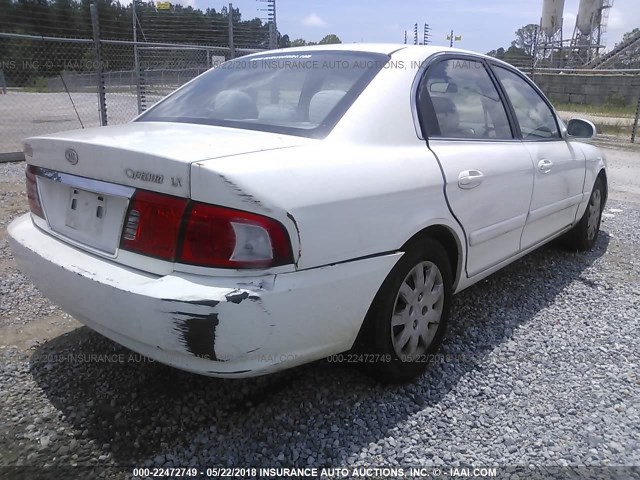 KNAGD126655388093 - 2005 KIA OPTIMA LX/EX WHITE photo 4