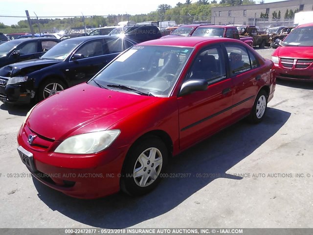 1HGES16335L001335 - 2005 HONDA CIVIC DX VP RED photo 2