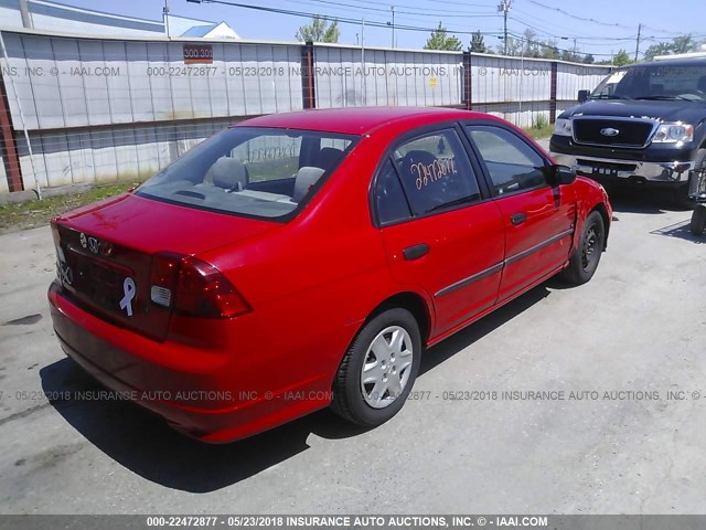 1HGES16335L001335 - 2005 HONDA CIVIC DX VP RED photo 4