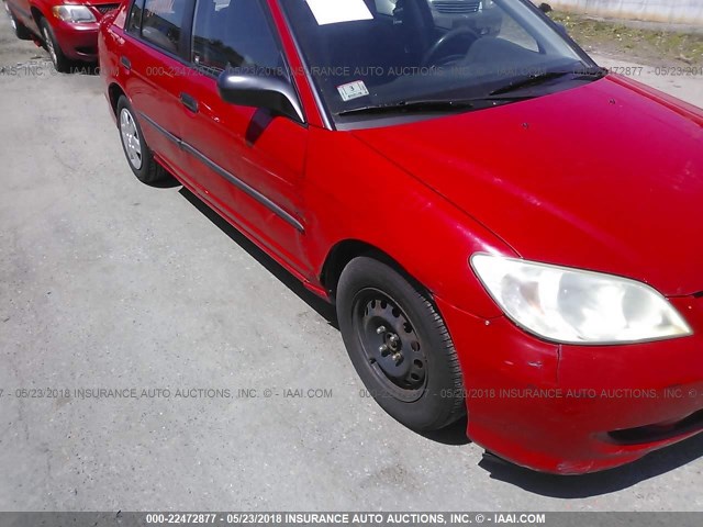 1HGES16335L001335 - 2005 HONDA CIVIC DX VP RED photo 6