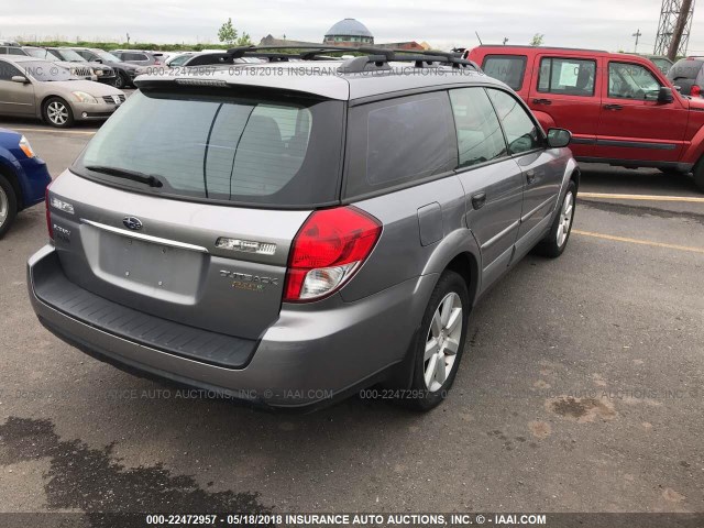 4S4BP61C687325881 - 2008 SUBARU OUTBACK 2.5I SILVER photo 4