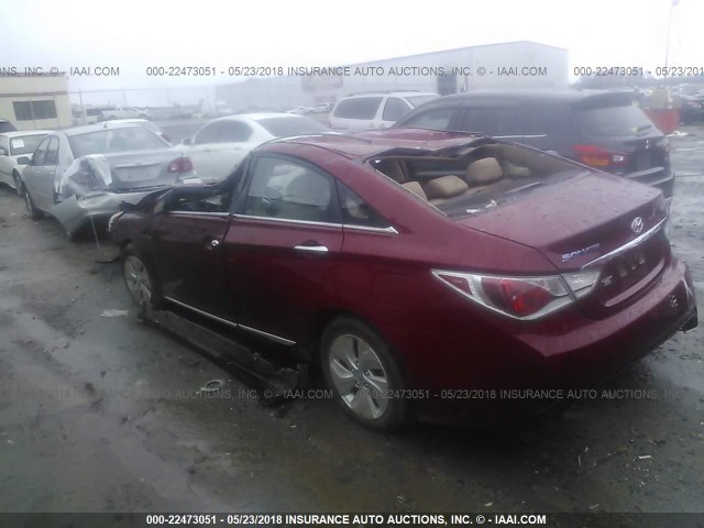 KMHEC4A41DA067403 - 2013 HYUNDAI SONATA HYBRID RED photo 3