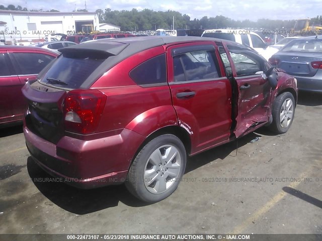 1B3HB48B87D104346 - 2007 DODGE CALIBER SXT RED photo 4