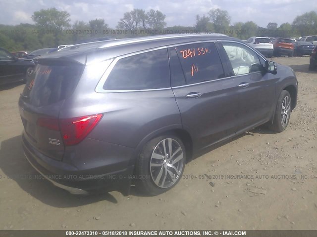 5FNYF6H94HB040277 - 2017 HONDA PILOT TOURING GRAY photo 4