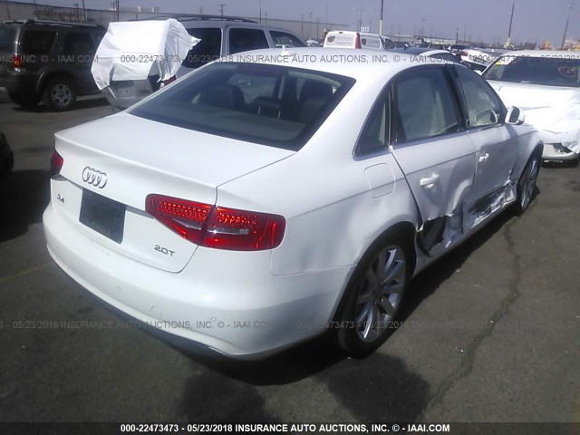 WAUEFAFL4DN041569 - 2013 AUDI A4 PREMIUM PLUS WHITE photo 4