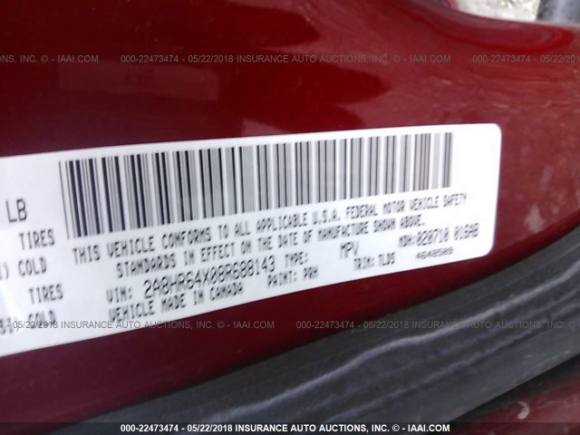 2A8HR64X08R688143 - 2008 CHRYSLER TOWN & COUNTRY LIMITED MAROON photo 9