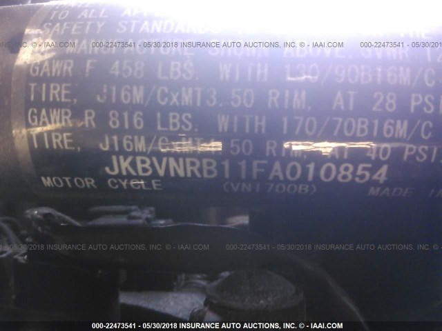 JKBVNRB11FA010854 - 2015 KAWASAKI VN1700 B GRAY photo 10