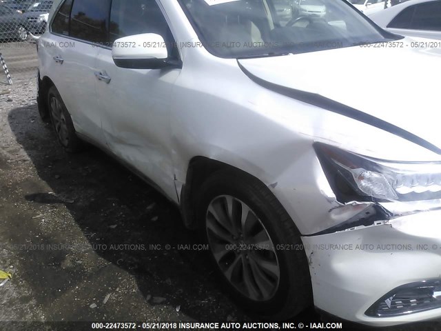 5FRYD4H60EB011059 - 2014 ACURA MDX TECHNOLOGY WHITE photo 6