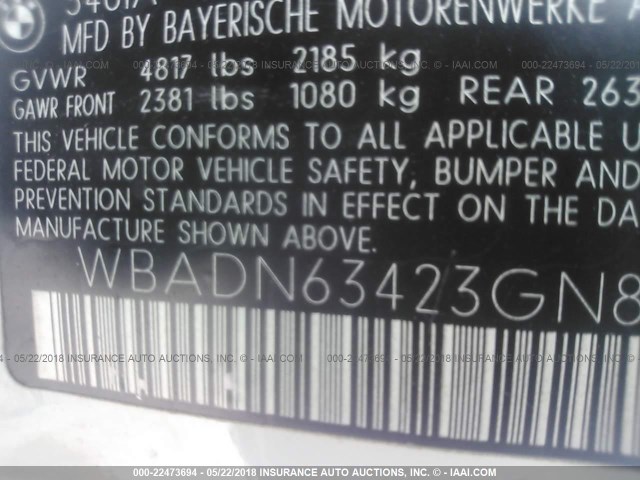 WBADN63423GN89730 - 2003 BMW 540 I AUTOMATIC 白色 照片 9