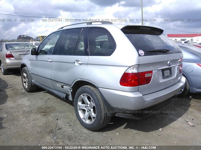 5UXFA13515LY22430 - 2005 BMW X5 3.0I SILVER photo 3