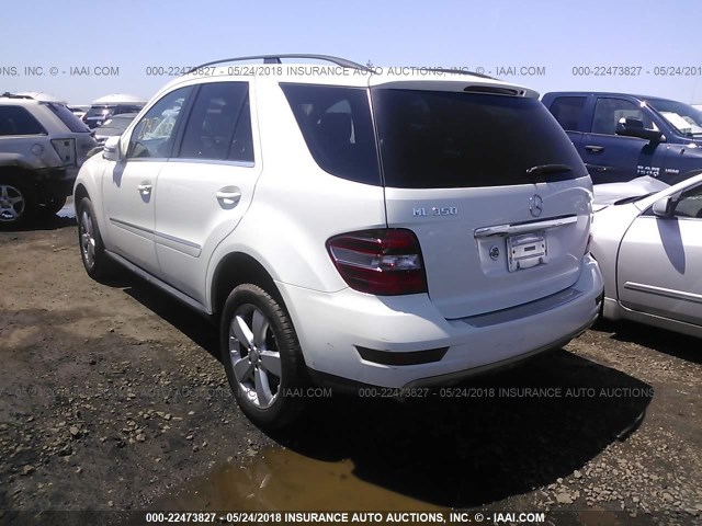 4JGBB8GB9BA711388 - 2011 MERCEDES-BENZ ML 350 4MATIC WHITE photo 3