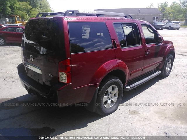 5N1AR18W26C632526 - 2006 NISSAN PATHFINDER LE/SE/XE RED photo 4