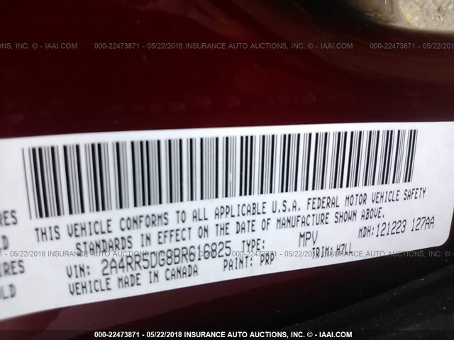 2A4RR5DG8BR616825 - 2011 CHRYSLER TOWN & COUNTRY TOURING RED photo 9