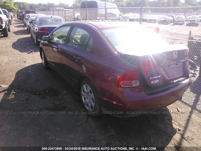 1HGFA16548L117107 - 2008 HONDA CIVIC LX MAROON photo 3