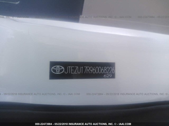 JTEZU17R960068226 - 2006 TOYOTA 4RUNNER LIMITED WHITE photo 9