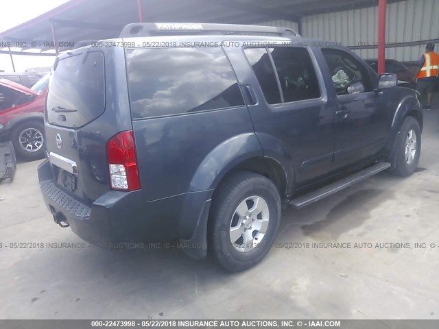 5N1AR18U27C618609 - 2007 NISSAN PATHFINDER LE/SE/XE BLUE photo 4