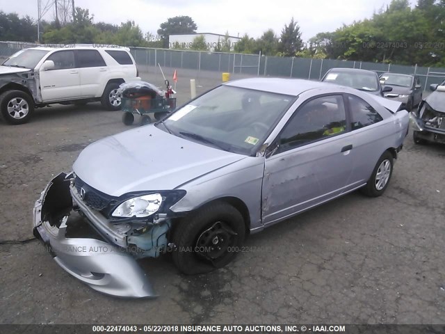 1HGEM22105L057107 - 2005 HONDA CIVIC DX VP SILVER photo 2
