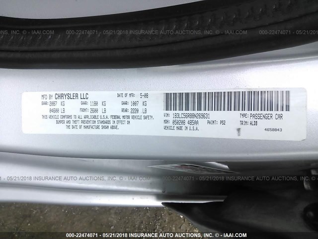 1B3LC56R88N269631 - 2008 DODGE AVENGER SXT SILVER photo 9