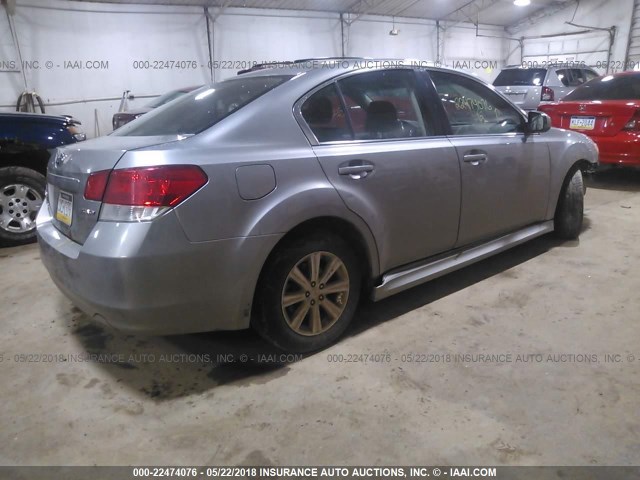 4S3BMCB62A3222314 - 2010 SUBARU LEGACY 2.5I PREMIUM SILVER photo 4