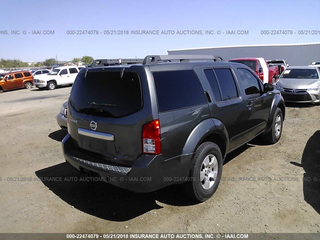 5N1AR18U08C660679 - 2008 NISSAN PATHFINDER S/LE/SE GRAY photo 4