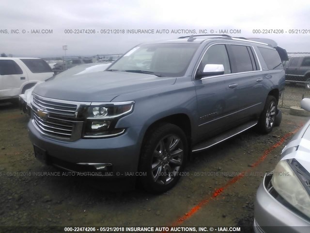 1GNSKJKC7GR313978 - 2016 CHEVROLET SUBURBAN K1500 LTZ BLUE photo 2