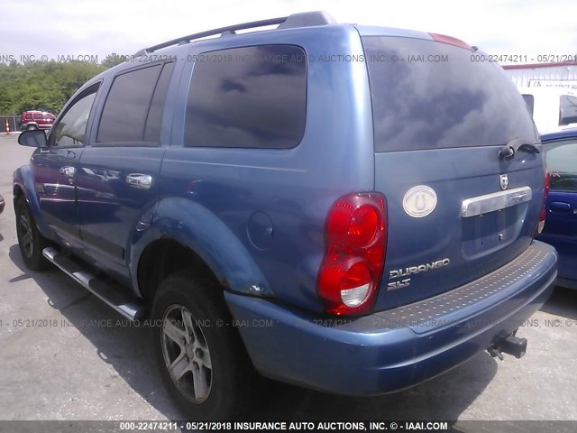 1D4HB48N26F137289 - 2006 DODGE DURANGO SLT BLUE photo 3